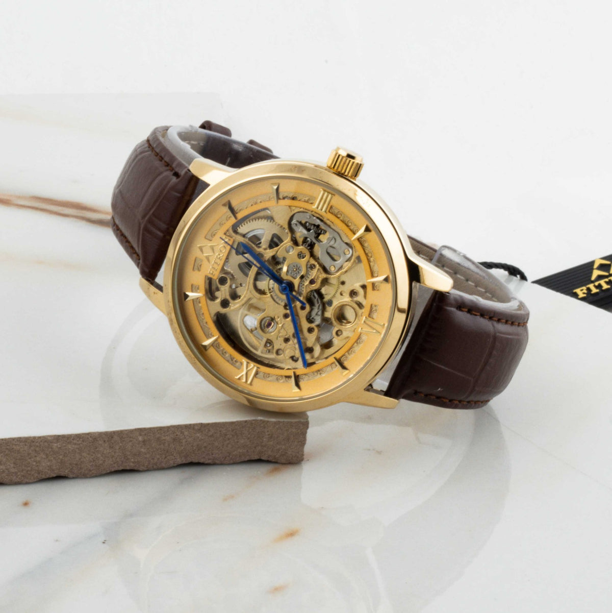 Automatic Mechanical Watch With Leather Strap